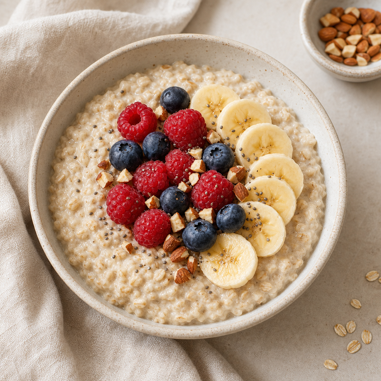 Bowl of oatmeal with berries